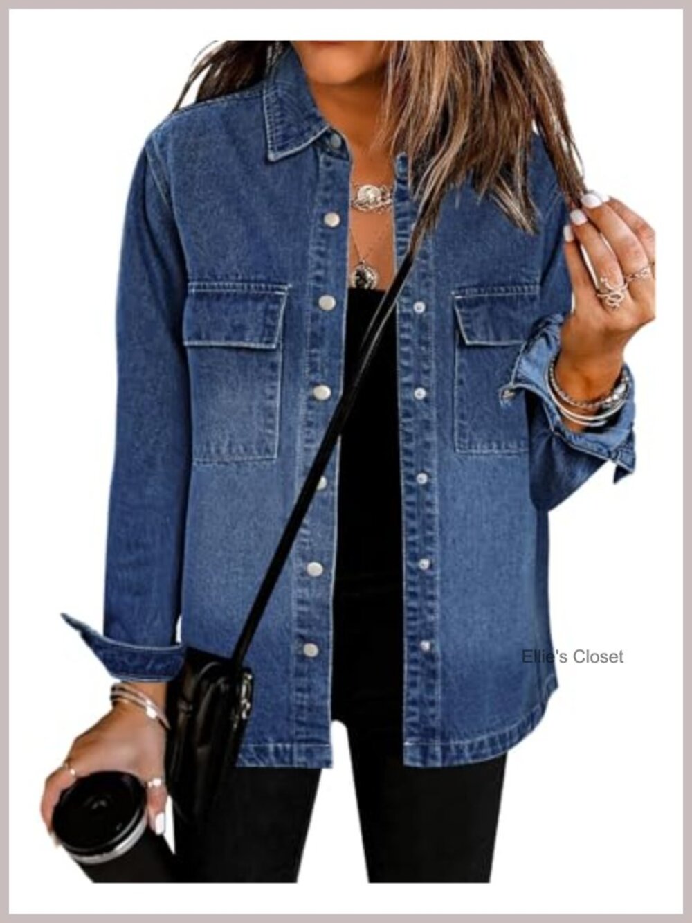 Oversized Denim Jacket for Women with Pockets Western Shacket